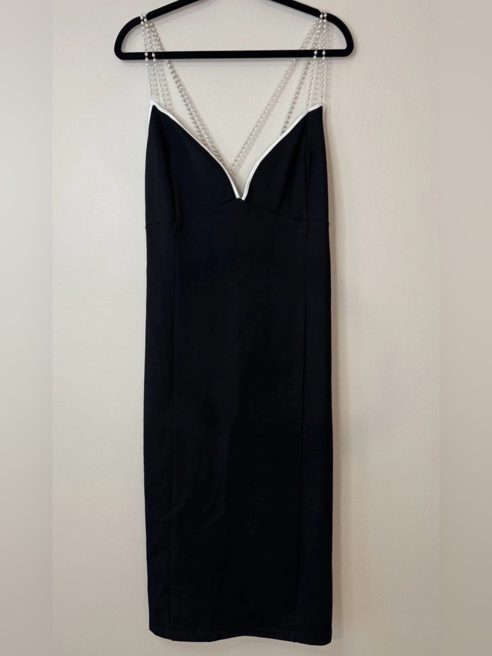 Maeve Anthropologie NWT Pearl Strap Black Cocktail Midi Sheath Dress Size XL - Picture 4 of 8